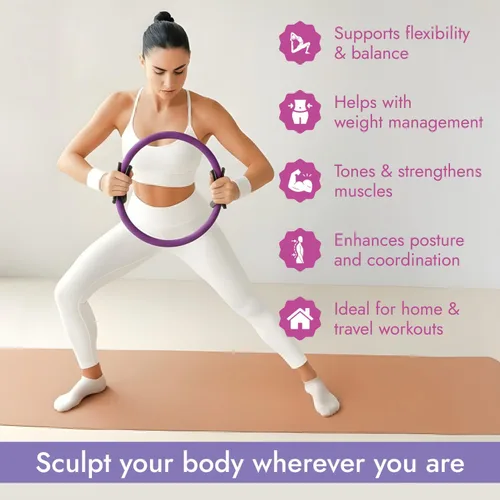 Vista 4 de Pilates Ring and Ball Set with Video Tutorials, 10-in-1 Home Pilates Kit Complete beginner-friendly workout kit for women to tone, strengthen and