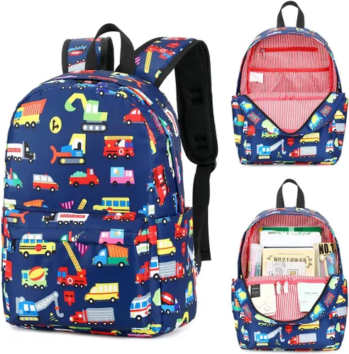 Vista 3 de Mochila preescolar para niños para escuela primaria Camión Marina S Computadora portátil