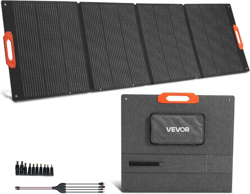 Vista 10 de VEVOR Panel solar monocristalino plegable de 150 W, 23% de eficiencia, cargador de panel solar monocristalino portátil ETFE con salida MC4, puertos