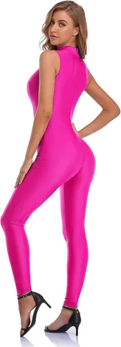 Vista 5 de speerise - Overol de elastano para mujer, con cremallera, sin mangas, ajustado al cuerpo, leotardo para disfraz