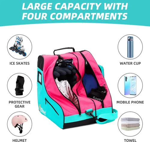 Vista 3 de Breathable Skate Bag with Adjustable Shoulder Strap - Large Capacity Fits Inline, Ice & Most Roller Skates