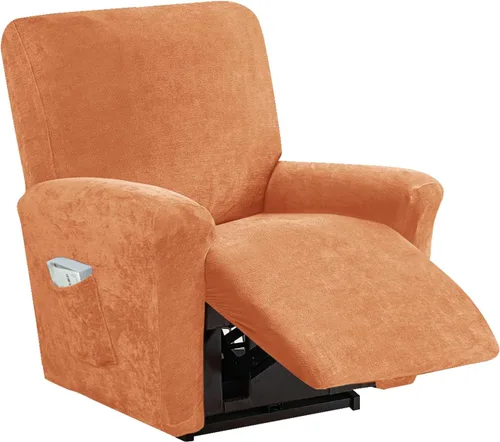 Vista 16 de vctops 4 fundas elásticas de felpilla de lujo para sillas reclinables, protector suave de muebles con parte inferior elástica para niños, gatos, Azul