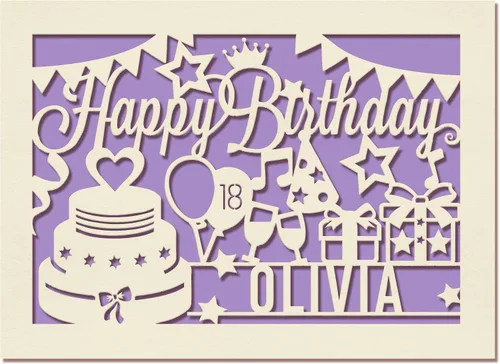 Vista 7 de Tarjeta de Cumpleaños Personalizada de Papel Cortado con Láser Tarjetas de Felicitación Regalo Personalizado de Cumpleaños Tarjeta Terminada a