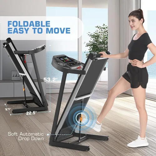 Vista 8 de Cinta de correr con inclinación, caminadora plegable con estación de trabajo de escritorio, capacidad de 350 libras, 3.5 HP, cinta de correr 01-Negro
