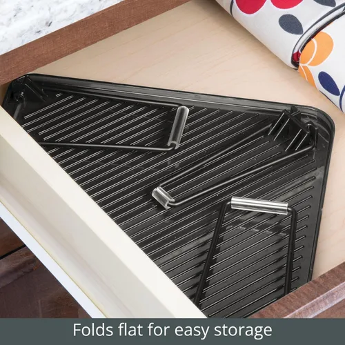 Vista 6 de mDesign Estante apilable de esquina de plástico/acero, estante organizador de almacenamiento para baño, tocador, encimera, fregadero, gabinete