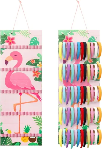 Vista 11 de Tudomro Soporte Colgante para Diademas para Niñas Organizador de Accesorios de Cabello de Felpa con 60 Bandas Elásticas Soporte para Lazos