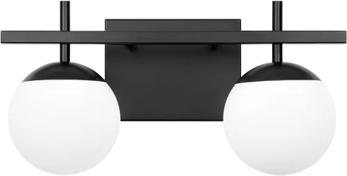 Vista 8 de Accesorios de iluminación de baño sobre espejo, luces de tocador negras para baño con vidrio esmerilado blanco, accesorios de iluminación de tocador