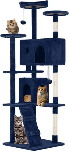 Vista 31 de FDW Torre de árbol para gatos de 54 pulgadas Ceniciento Centro de Ashy