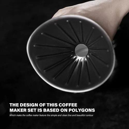 Vista 6 de Juego de cafetera, gotero de café de cerámica negra con filtro de papel V60, taza de café aerodinámica de cerámica negra para cafetería, restaurante