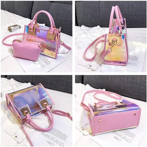 Vista 3 de AlwaySky Bolso bandolera transparente para mujer, bolso de mano de moda de diseñador 2 en 1