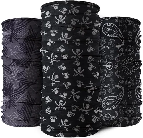 Vista 3 de Paquete de 9 pasamontañas para hombres y mujeres, protección UV, máscara de ciclismo multiusos y diadema transpirable