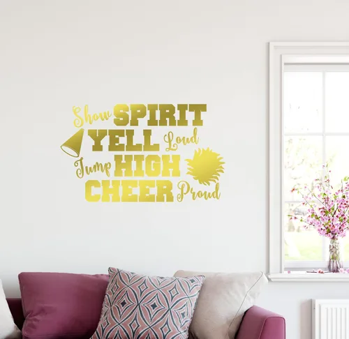 Vista 2 de 38"x24" Show Espíritu Yell Loud Jump alta Cheer orgullosos pompones animadora del megáfono calcomanía decorativo para pared arte mural decoración
