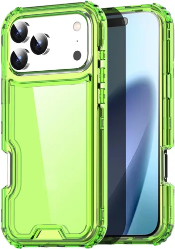 Vista 24 de AICase para iPhone 17 Transparente, Resistente Duradera de 3 Capas de Cristal Transparente [No amarillea]