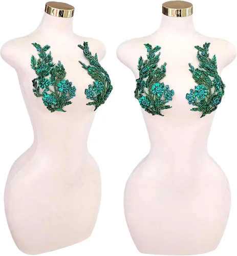 Vista 8 de Parches de cristal hechos a mano con cuentas de encaje de diamantes de imitación para accesorios de ropa de vestir (S1-champán)