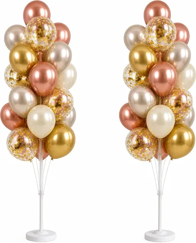 Vista 31 de Hiins Juego de 2 globos de confeti para árbol con base, decoración de poste para fiesta Bee Lemon,Wedding Baby Shower Party Decor,Includes a base