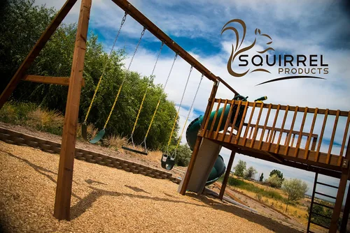 Vista 7 de Squirrel Products Columpio de árbol de disco azul resistente con cuerda para jugar al aire libre, fácil adición de bricolaje al juego o árbol