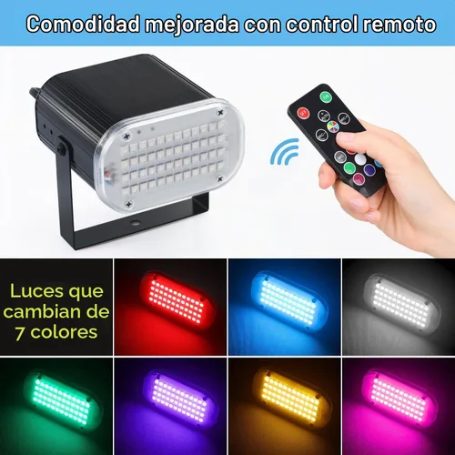 Vista 4 de Luditek Paquete de 4 luces estroboscópicas LED de 48 LED para Halloween, luces de fiesta de discoteca activadas por sonido multicolor con control