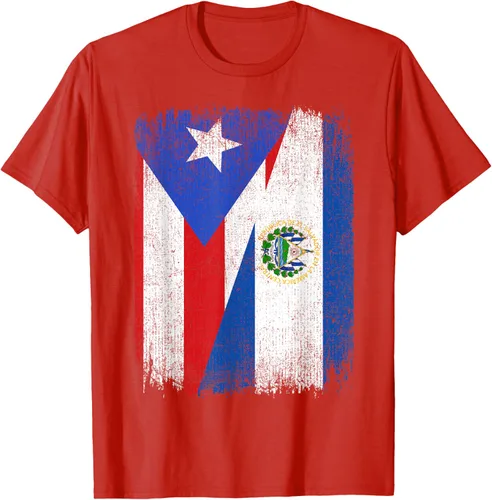 Vista 62 de Camiseta Half Puerto Rico El Salvador Flag Orgullo Salvadoreño Roots