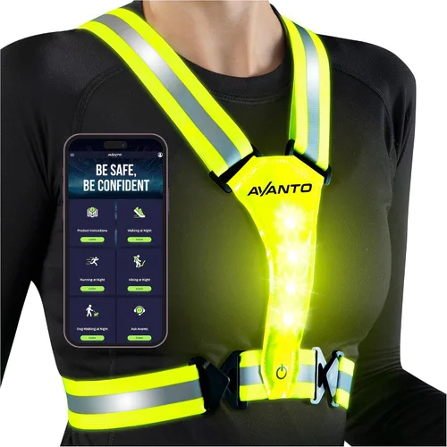 Vista 7 de Chaleco Reflectante LED Avanto, Original, Equipo Reflectante para Correr Recargable USB-C, Luces para Corredores, Equipo de Alta Visibilidad