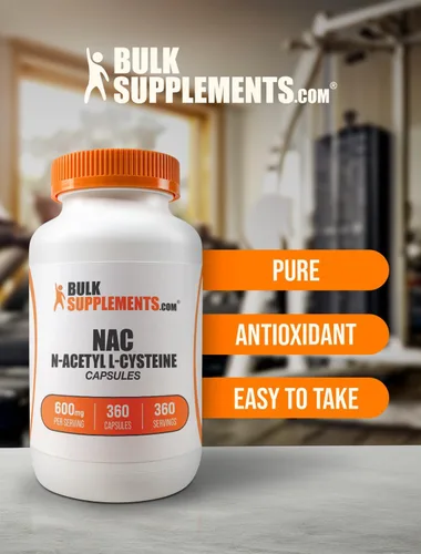 Vista 7 de BulkSupplements.com Cápsulas de N-Acetil L-Cisteína - Cisteína N-Acetil 600mg, Suplemento de NAC - 600mg por cápsula, Sin Gluten - 1 cápsula de NAC