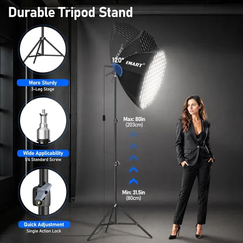 Vista 7 de EMART Softbox Lighting Kit with Grid, 135W 25.5" Soft Box for Photography