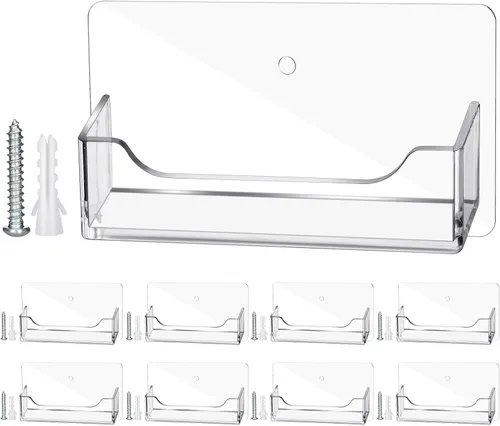 Vista 10 de Wesiti 1 soporte acrílico para tarjetas de visita de montaje en pared, soporte de plástico transparente para tarjetas de visita de oficina, soporte