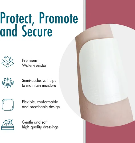 Vista 3 de Dynarex Dürma+ DynaDerm™ Apósito de espuma hidrocoloide - Parche estéril sin bordes para heridas - Resistente al agua - Protección flexible - 4 x 4