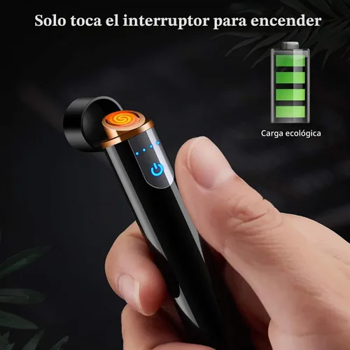 Vista 4 de Encendedor inteligente de huellas dactilares, recargable por USB, resistente al viento, sin llama, mini encendedor eléctrico cilíndrico