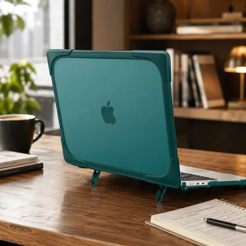 Vista 2 de Batianda - Funda resistente para MacBook Air de 15 pulgadas 2023-2026, color verde azulado Ergonomic Foldable Stand Holds 22 lbs, TPU Bumper