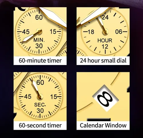 Vista 3 de OLEVS Relojes para hombre, cronógrafo, vestido de lujo, fase lunar, cuarzo, acero inoxidable, impermeable, luminoso, calendario de negocios, reloj