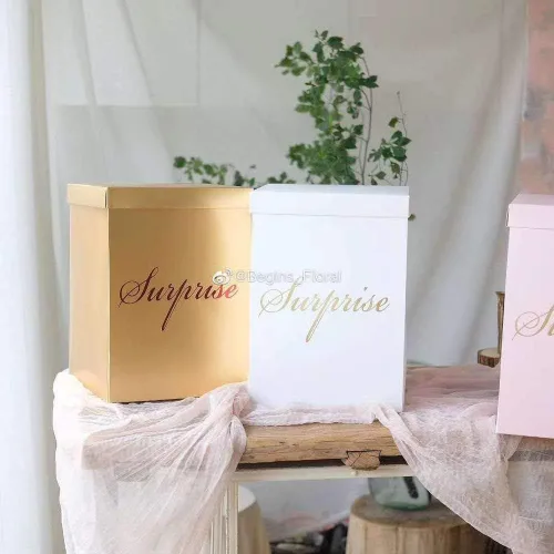 Vista 6 de Caja de regalo de flores sorpresa de explosión de 10 x 10 x 14 pulgadas, para propuesta de matrimonio, fiesta de cumpleaños, Navidad, día de la Rosa