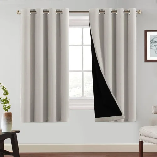 Vista 24 de PrinceDeco Cortinas 100% opacas de 54 pulgadas de largo, completamente opacas, tratamiento de ventanas, cortinas forradas con aislamiento térmico