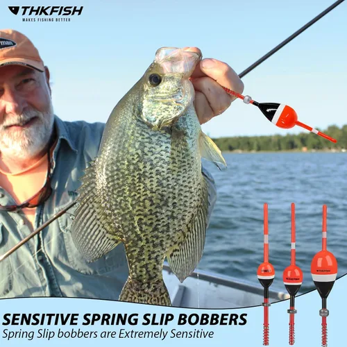 Vista 5 de THKFISH Flotadores de pesca y bobbers flotadores de madera de balsa, bobbers de resorte con bobbers ovalados para peces de panfish crappie, Walleyes