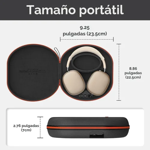 Vista 2 de Funda de carga para AirPods Max 1 y 2 - Cargador de auriculares de viaje con conectores magnéticos Lightning y USB-C, modo de suspensión automático