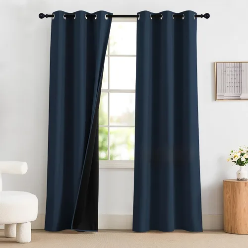 Vista 98 de NICETOWN Cortinas 100% Opacas Cortas de 36 Pulgadas de Largo para Dormitorio, Privacidad Aislamiento Térmico con Ojales Cortinas de Ventana