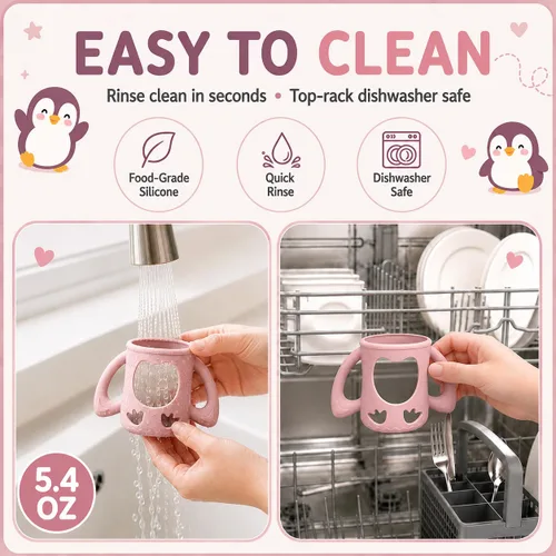 Vista 5 de Paquete de 3 asas y soportes para biberones para paloma y rosa+beige+gris