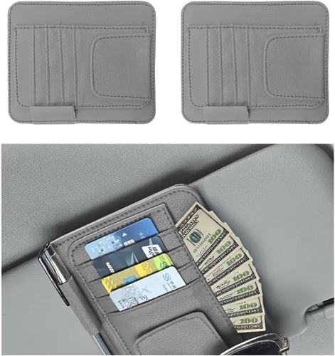 Vista 11 de Augeny Organizador de visera solar para automóvil, pequeño organizador y almacenamiento de visera, soporte para registro y documentos, accesorios