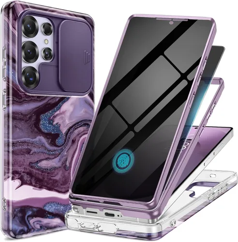 Vista 20 de GVIEWIN para Samsung Galaxy S23 Ultra Funda con cubierta deslizante para cámara, [Protector de pantalla incorporado] [2 Marcos frontales] Funda
