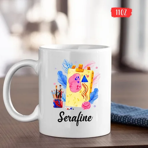 Vista 4 de Taza de café personalizada, taza de artista, regalo de artista para mujeres u hombres, regalos para artistas, taza para amantes del arte, taza