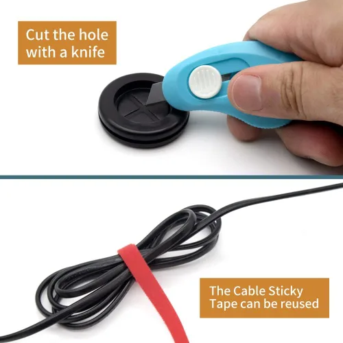 Vista 4 de Vrupin Kit Surtido de 66 Ojales de Goma, Tapones para Orificios de Taladro Cortafuegos Protección de Cables, 6 Tamaños 1-13/16" 1-1/2" 1" 7/8" 5/8