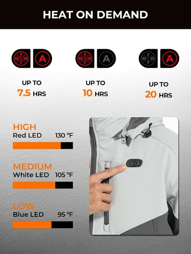 Vista 3 de ORORO Chaqueta térmica de doble control para hombre con 5 zonas de calor, hasta 20 horas de calor