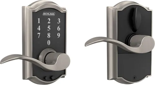 Vista 8 de Schlage - Cerradura táctil Century con picaporte Merano (bronce envejecido, FE695 CEN 716 MER) Keyless entry door lock, Electronic touchscreen