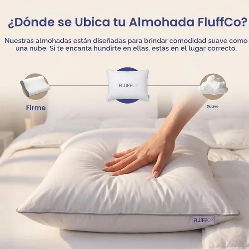 Vista 12 de FluffCo Zen Fluff® - Almohadas de plumón para dormir, firmes, tamaño King