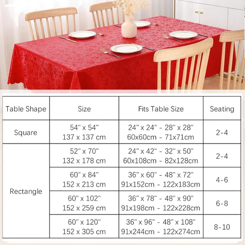 Vista 6 de Smiry Mantel Rectangular, Manteles de Vinilo Impermeables de Servicio Pesado, Cubierta de Mesa Limpiable y Lavable para Cocina y Comedor