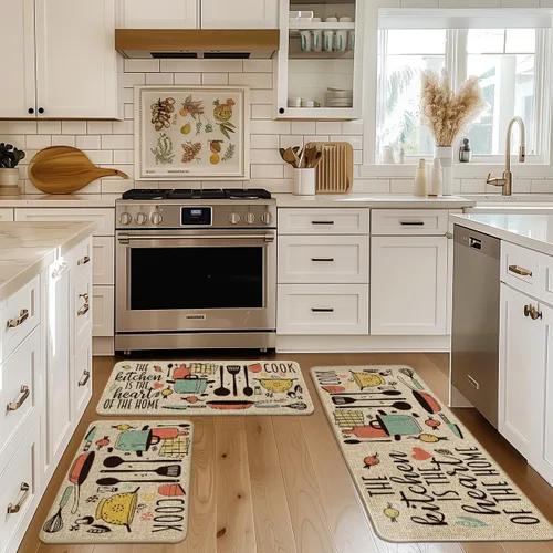 Vista 2 de Artoid Mode The Kitchen is The Heart of The Home - Juego de 3 tapetes de cocina, juegos de cocina de temporada, para fiestas navideñas, tapetes