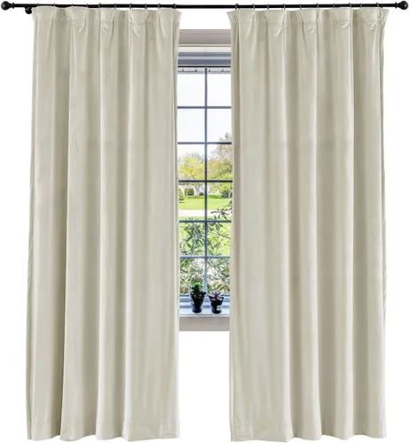 Vista 44 de cololeaf Panel de cortinas opacas de terciopelo con forro para cine en casa, cortina de ganchos planos para barra transversal o pista, 100 pulgadas