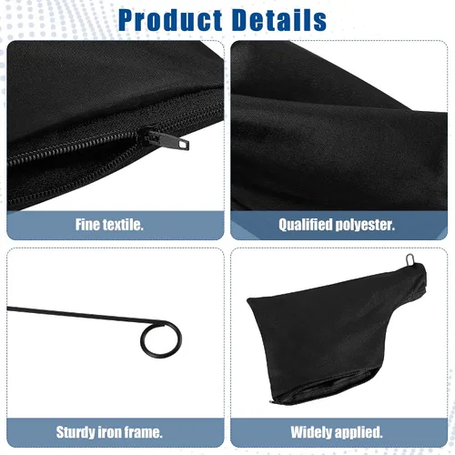 Vista 5 de Bolsa de recolección de polvo negra para sierra ingletadora modelo 255 con cremallera y soporte ajustable con cable, bolsas colectoras de polvo