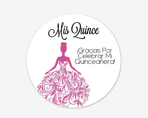 Vista 2 de Calcomanías de quinceañera de 40 quilates, membrillo MI, calcomanías en español o inglés para cumpleaños número 15 (027-S-BG)
