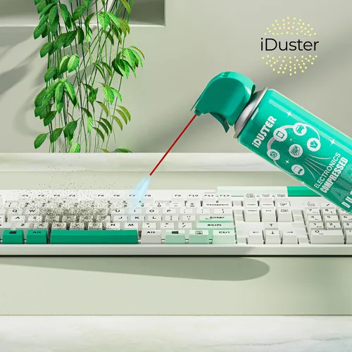Vista 2 de iDuster Plumero de aire enlatado comprimido – 4 unidades desechables de aire comprimido para limpieza de computadora, teclado, joyas, automóvil