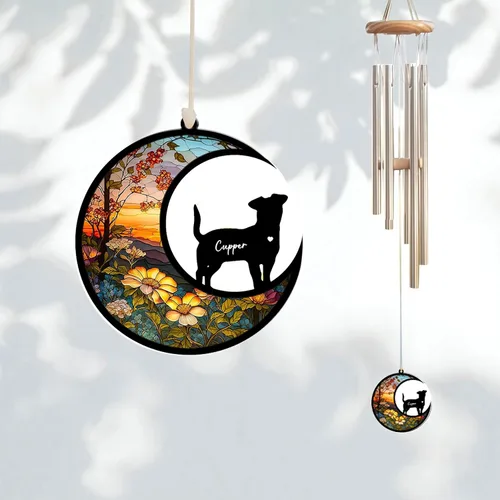 Vista 4 de LOVELYPOD Campanillas de viento para perros, regalos personalizados de pérdida de mascotas para amantes, adorno conmemorativo de condolencias, 3.54